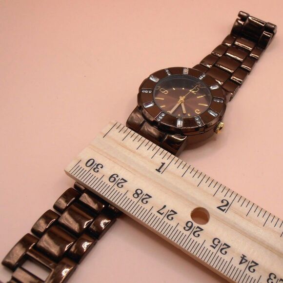 Women's Watch Analog Brown Bracelet Band W/ Rhinestones *AS IS* - Picture 4 of 4